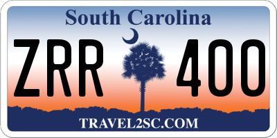 SC license plate ZRR400
