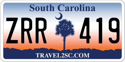 SC license plate ZRR419