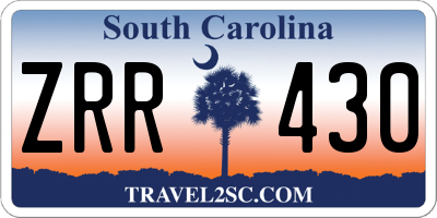 SC license plate ZRR430