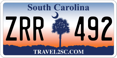 SC license plate ZRR492