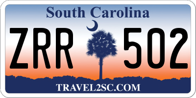 SC license plate ZRR502