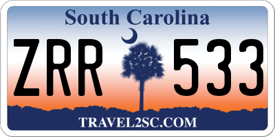 SC license plate ZRR533