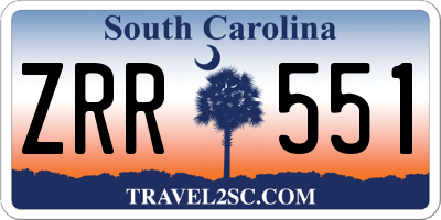 SC license plate ZRR551