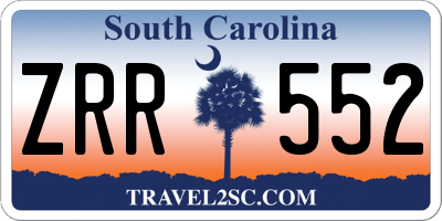 SC license plate ZRR552