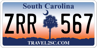 SC license plate ZRR567