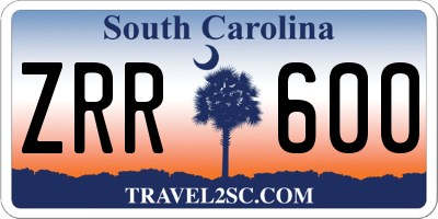 SC license plate ZRR600