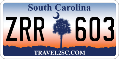 SC license plate ZRR603