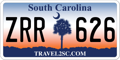 SC license plate ZRR626