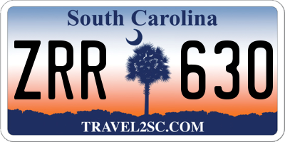 SC license plate ZRR630