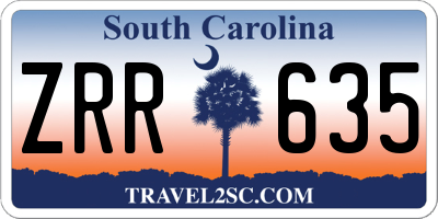 SC license plate ZRR635