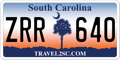 SC license plate ZRR640