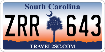 SC license plate ZRR643