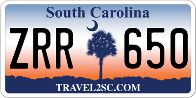 SC license plate ZRR650