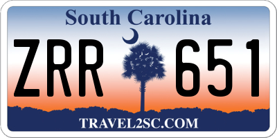 SC license plate ZRR651