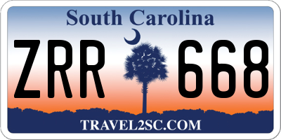 SC license plate ZRR668