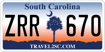 SC license plate ZRR670