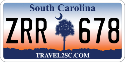 SC license plate ZRR678