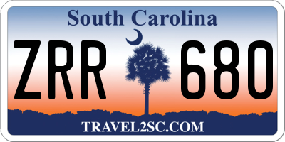 SC license plate ZRR680