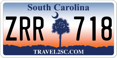 SC license plate ZRR718