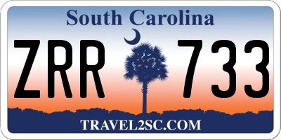 SC license plate ZRR733
