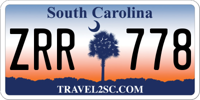 SC license plate ZRR778