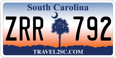 SC license plate ZRR792