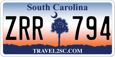 SC license plate ZRR794