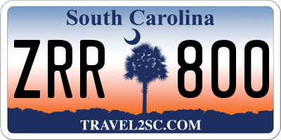 SC license plate ZRR800