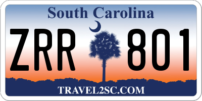 SC license plate ZRR801