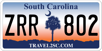 SC license plate ZRR802