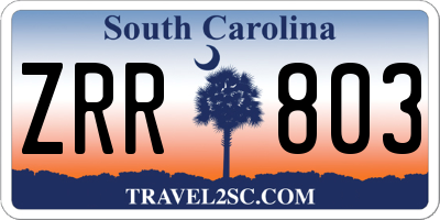 SC license plate ZRR803