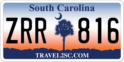 SC license plate ZRR816