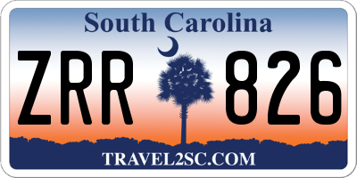 SC license plate ZRR826
