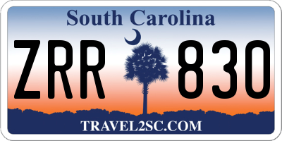 SC license plate ZRR830