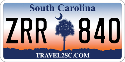 SC license plate ZRR840