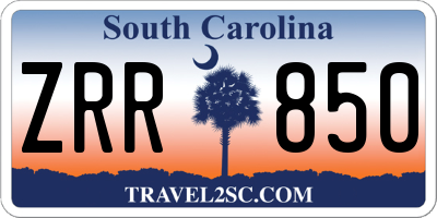 SC license plate ZRR850