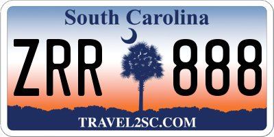 SC license plate ZRR888