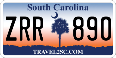 SC license plate ZRR890