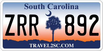 SC license plate ZRR892