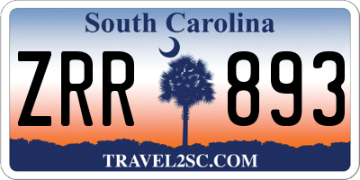 SC license plate ZRR893