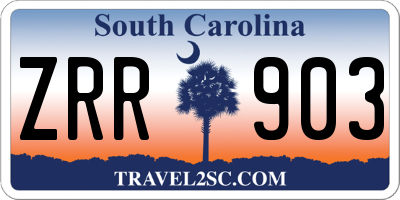 SC license plate ZRR903