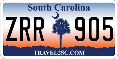 SC license plate ZRR905