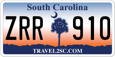 SC license plate ZRR910