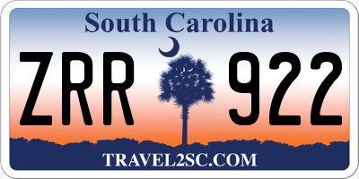 SC license plate ZRR922