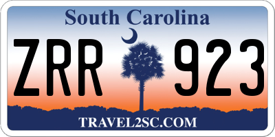 SC license plate ZRR923