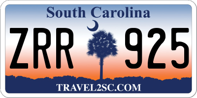SC license plate ZRR925
