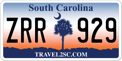 SC license plate ZRR929