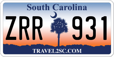 SC license plate ZRR931