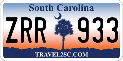 SC license plate ZRR933