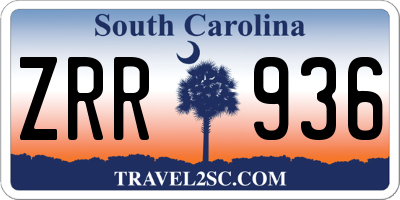 SC license plate ZRR936